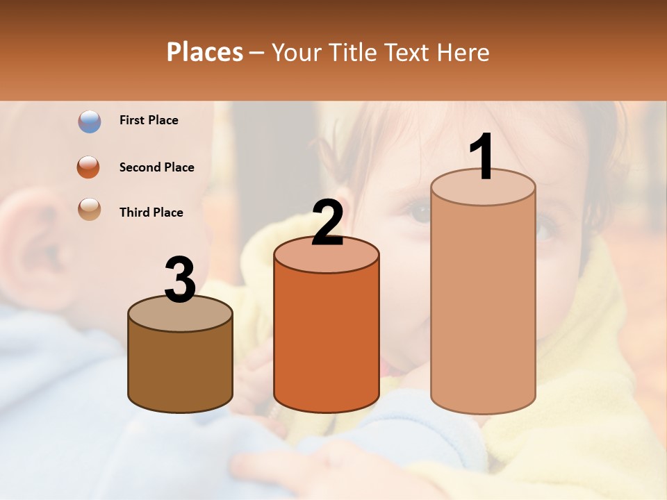 A Baby With A Yellow Jacket Is Looking At Another Baby PowerPoint Template