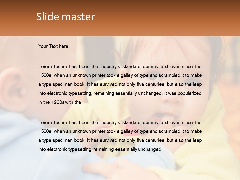 A Baby With A Yellow Jacket Is Looking At Another Baby PowerPoint Template