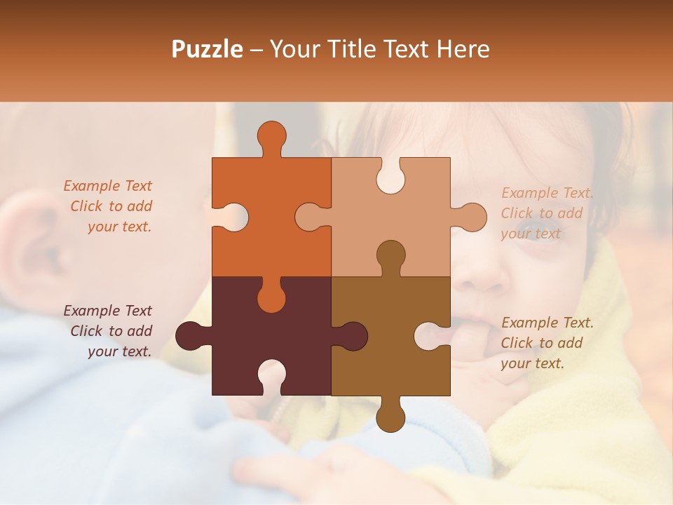 A Baby With A Yellow Jacket Is Looking At Another Baby PowerPoint Template