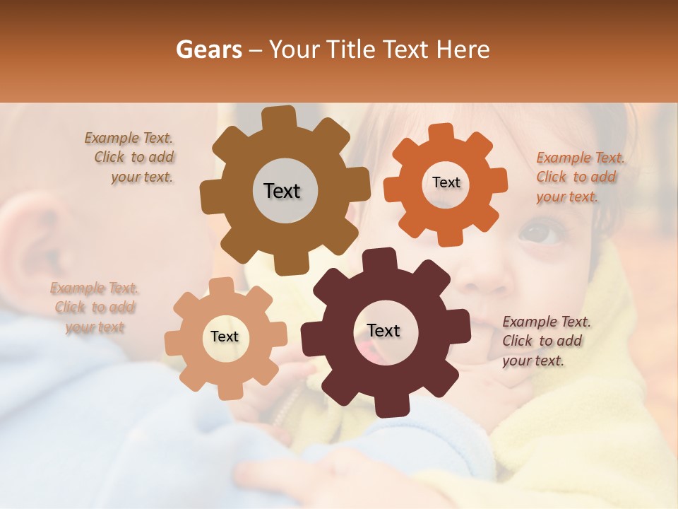 A Baby With A Yellow Jacket Is Looking At Another Baby PowerPoint Template