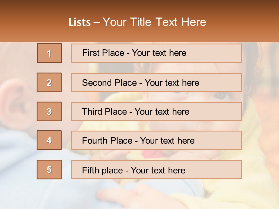 A Baby With A Yellow Jacket Is Looking At Another Baby PowerPoint Template
