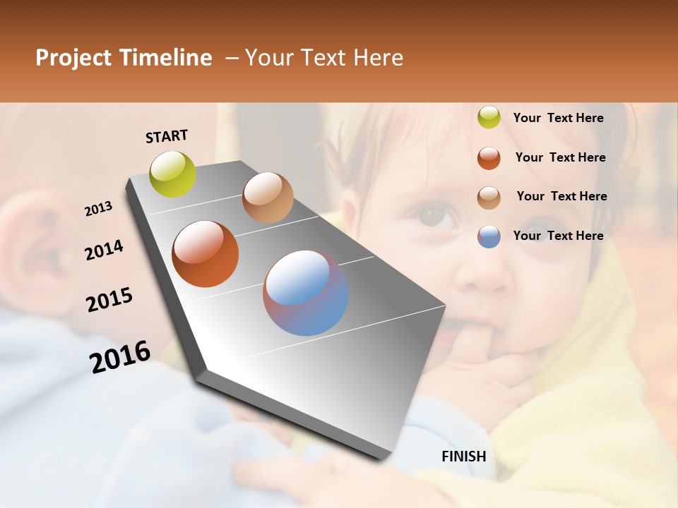 A Baby With A Yellow Jacket Is Looking At Another Baby PowerPoint Template