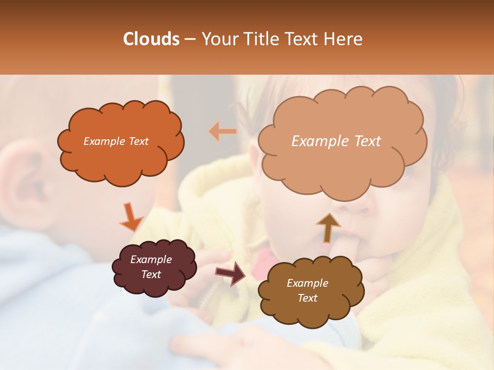 A Baby With A Yellow Jacket Is Looking At Another Baby PowerPoint Template