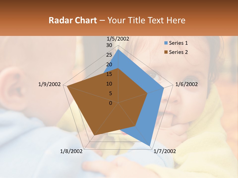 A Baby With A Yellow Jacket Is Looking At Another Baby PowerPoint Template