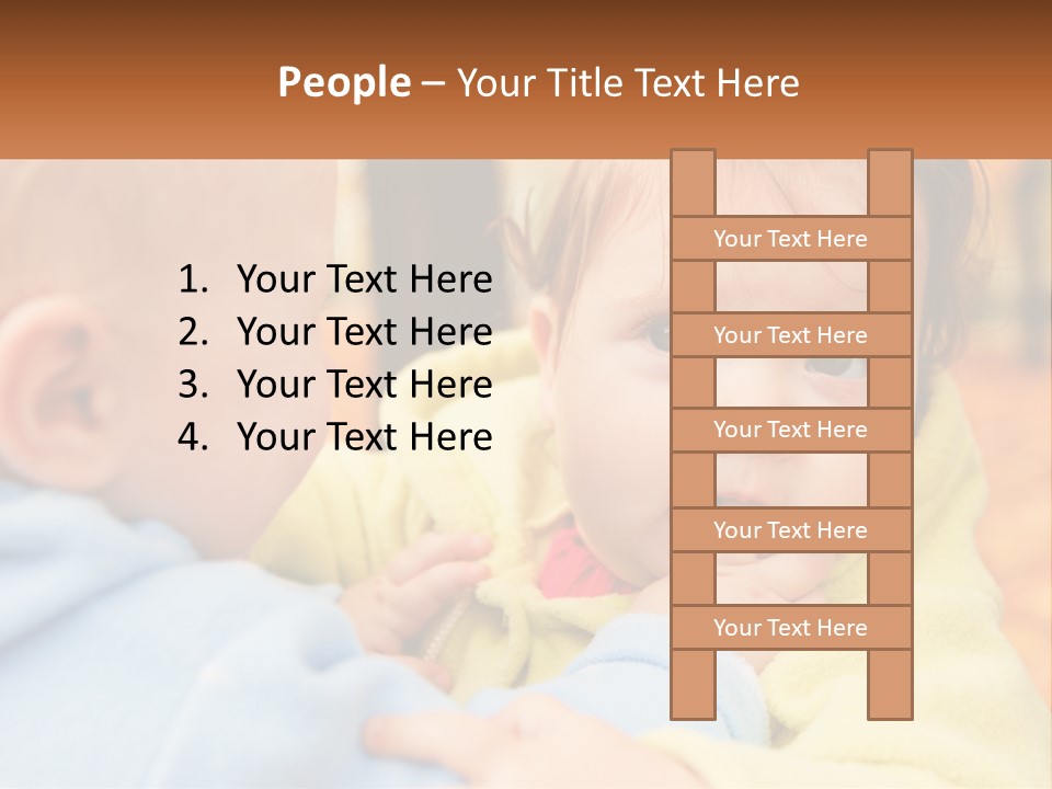 A Baby With A Yellow Jacket Is Looking At Another Baby PowerPoint Template