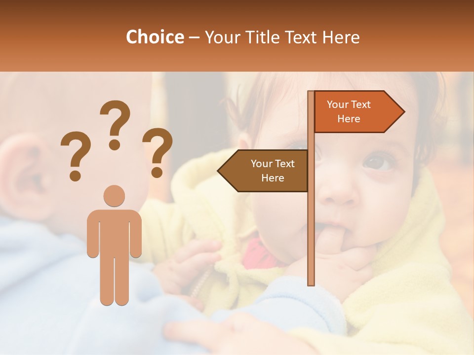 A Baby With A Yellow Jacket Is Looking At Another Baby PowerPoint Template
