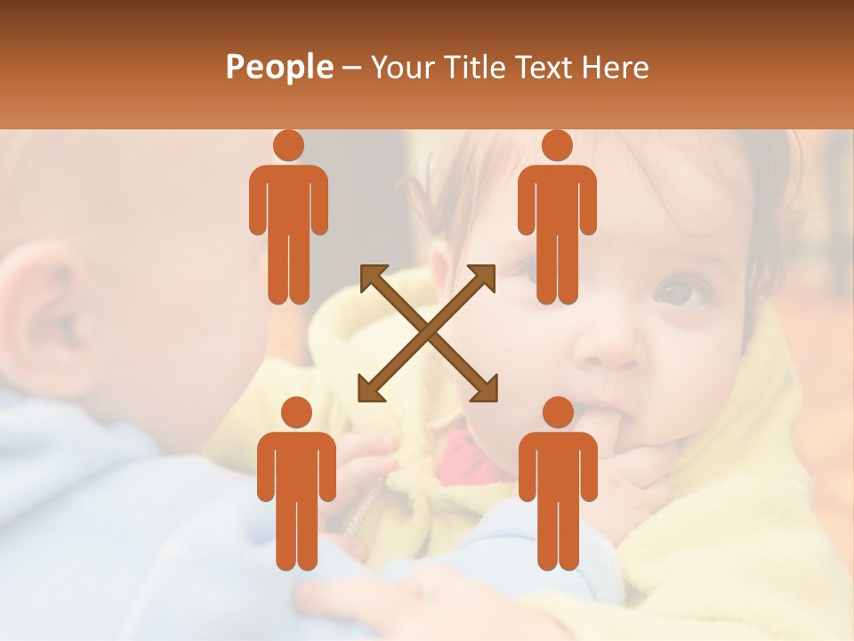 A Baby With A Yellow Jacket Is Looking At Another Baby PowerPoint Template
