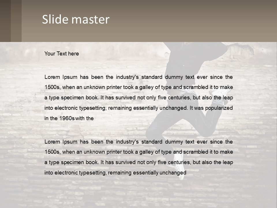 A Man Jumping In The Air With His Hands Up PowerPoint Template