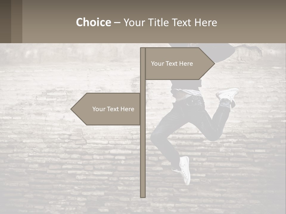 A Man Jumping In The Air With His Hands Up PowerPoint Template