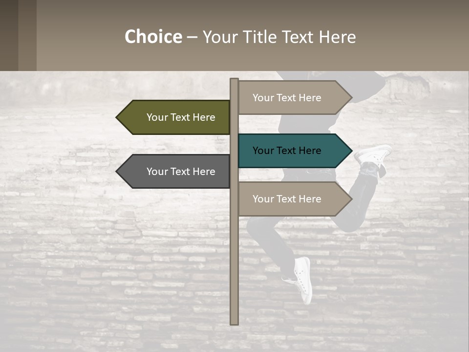 A Man Jumping In The Air With His Hands Up PowerPoint Template