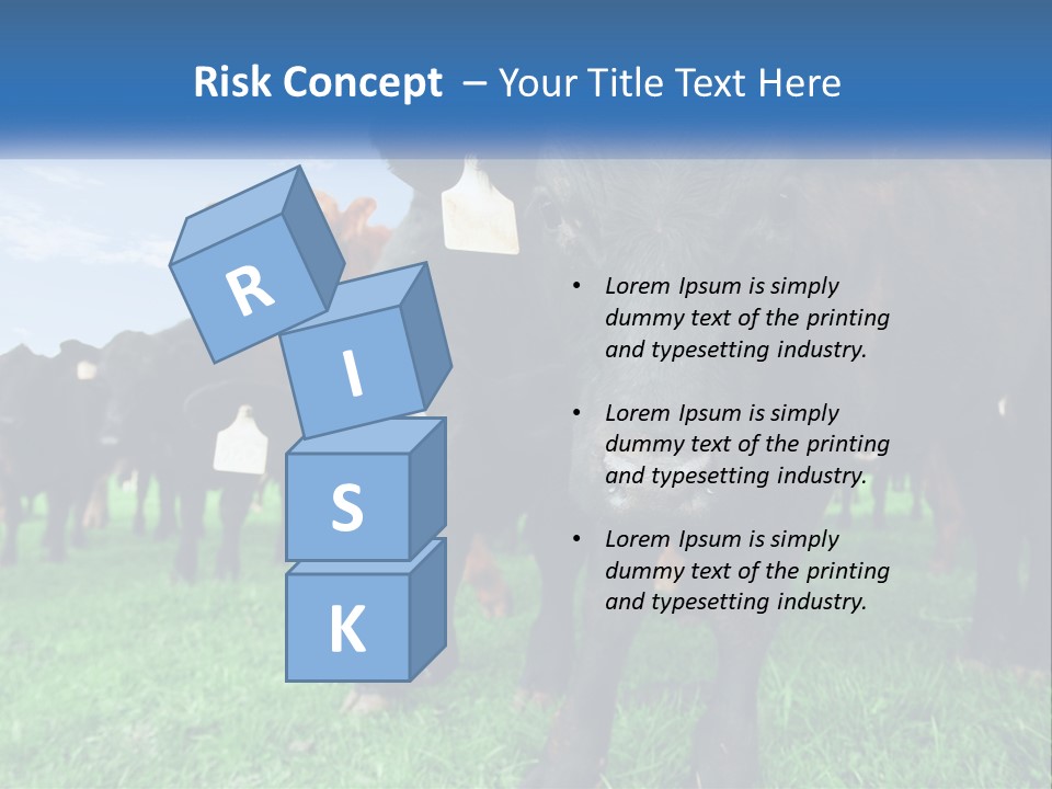 A Herd Of Cattle Standing On Top Of A Lush Green Field PowerPoint Template
