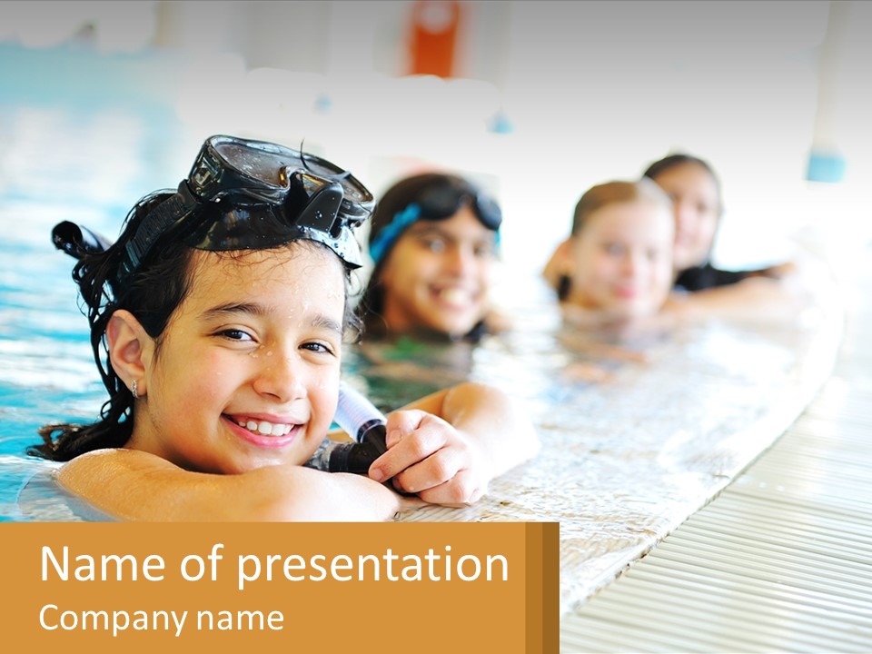 A Group Of Children In A Swimming Pool PowerPoint Template