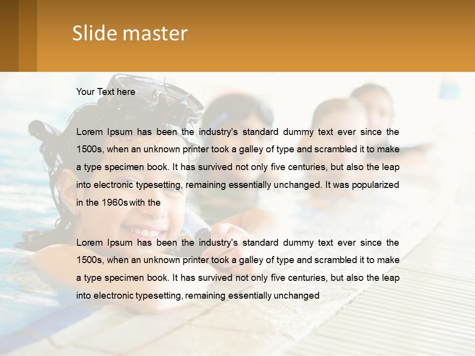 A Group Of Children In A Swimming Pool PowerPoint Template