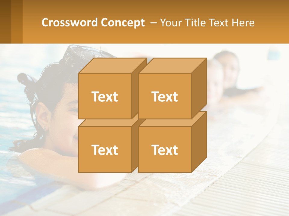 A Group Of Children In A Swimming Pool PowerPoint Template