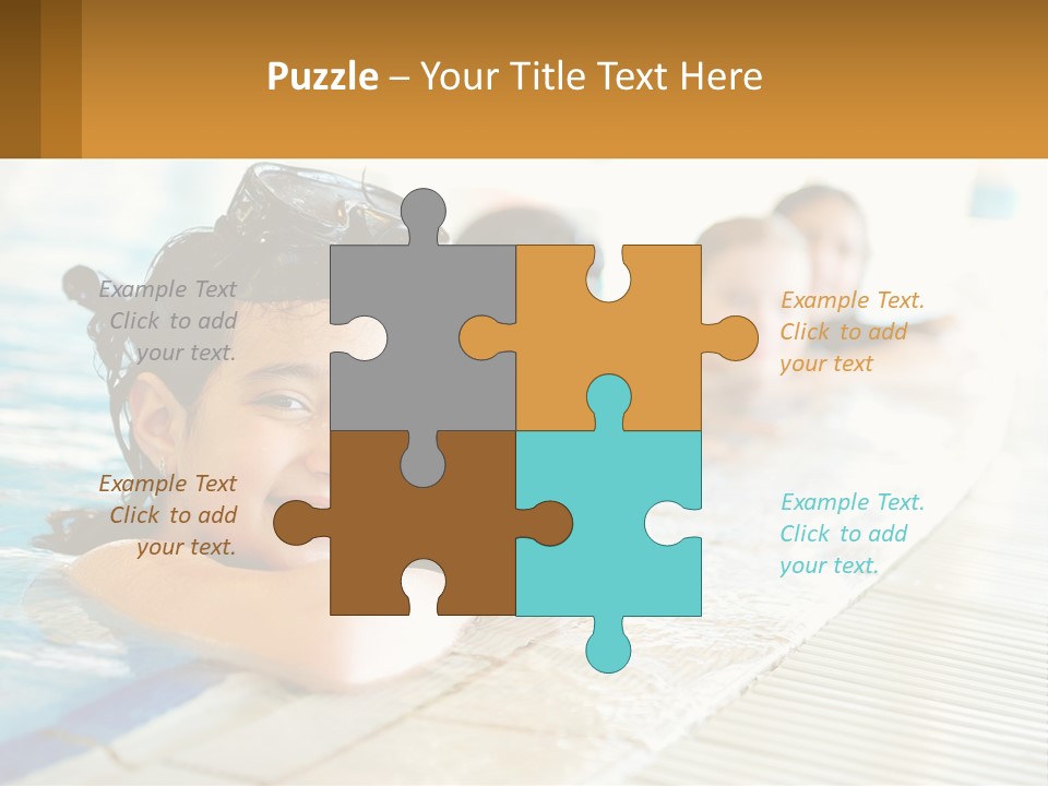 A Group Of Children In A Swimming Pool PowerPoint Template