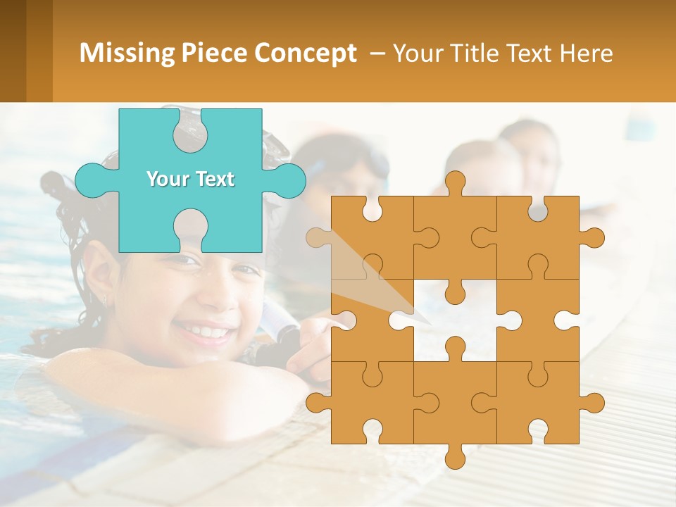 A Group Of Children In A Swimming Pool PowerPoint Template