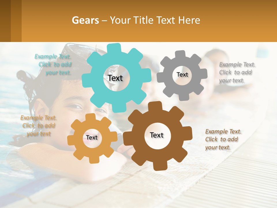 A Group Of Children In A Swimming Pool PowerPoint Template