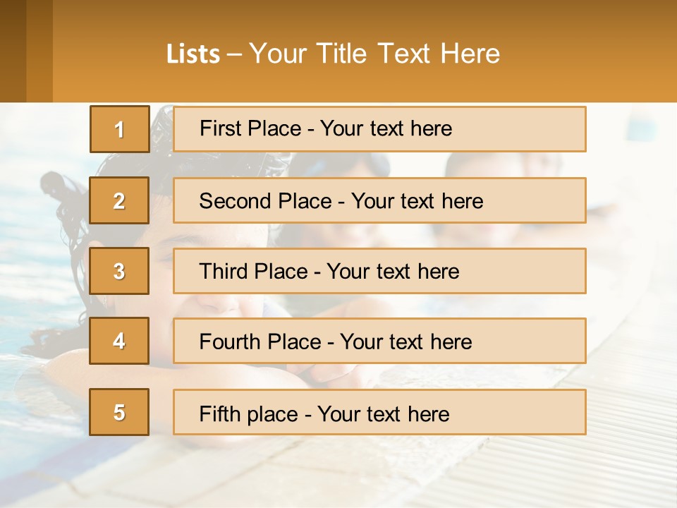 A Group Of Children In A Swimming Pool PowerPoint Template