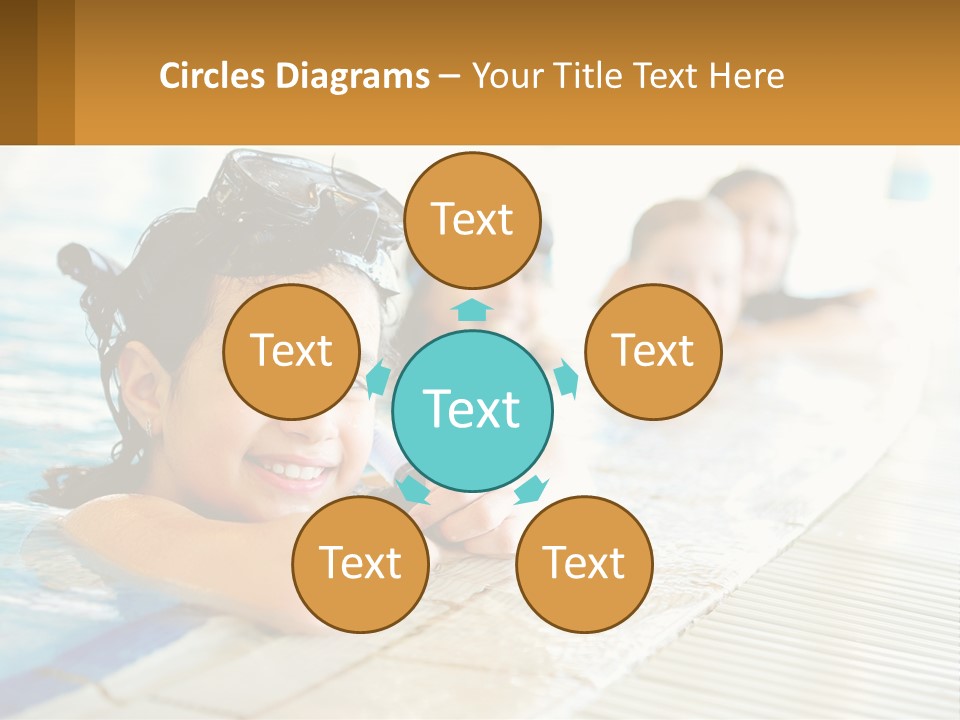 A Group Of Children In A Swimming Pool PowerPoint Template