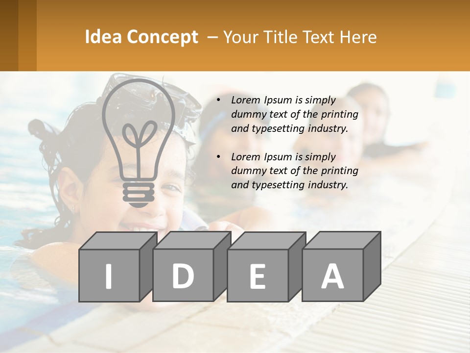 A Group Of Children In A Swimming Pool PowerPoint Template