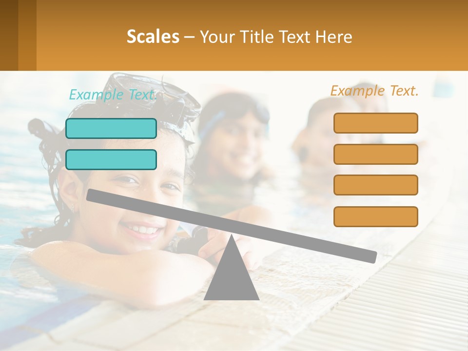 A Group Of Children In A Swimming Pool PowerPoint Template