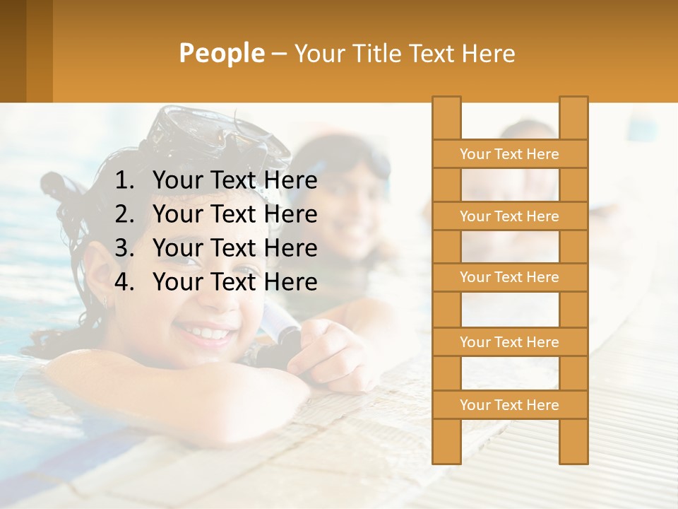 A Group Of Children In A Swimming Pool PowerPoint Template