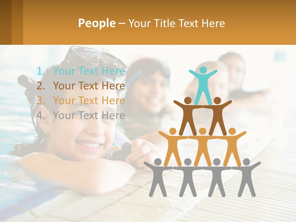 A Group Of Children In A Swimming Pool PowerPoint Template