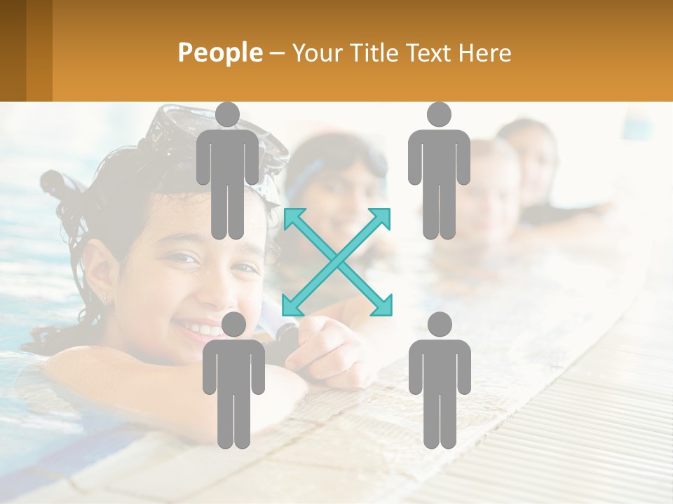 A Group Of Children In A Swimming Pool PowerPoint Template