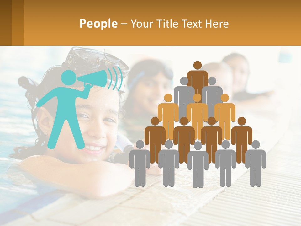 A Group Of Children In A Swimming Pool PowerPoint Template