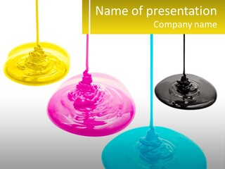 A Group Of Three Different Colored Lights Hanging From Strings PowerPoint Template