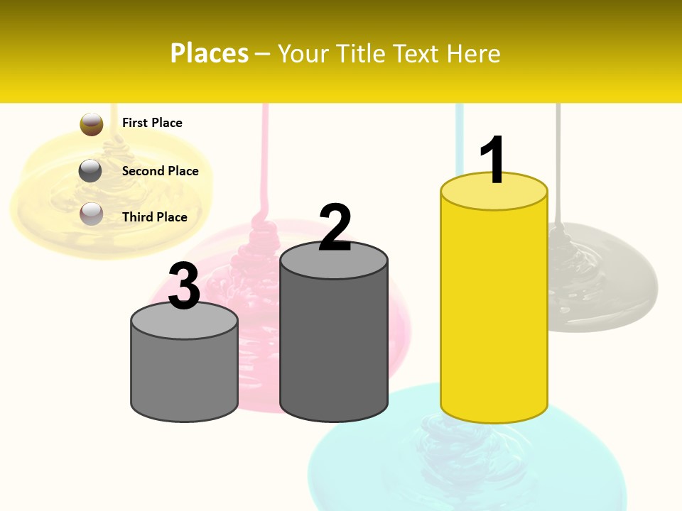 A Group Of Three Different Colored Lights Hanging From Strings PowerPoint Template