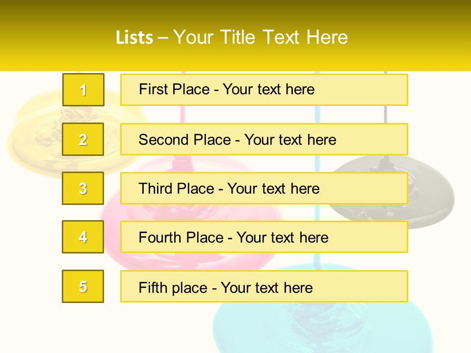 A Group Of Three Different Colored Lights Hanging From Strings PowerPoint Template