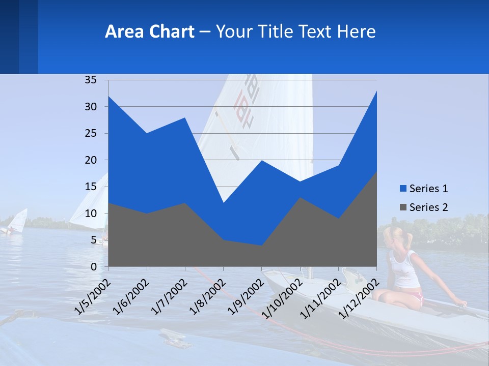 A Woman Is Sitting On A Sailboat In The Water PowerPoint Template