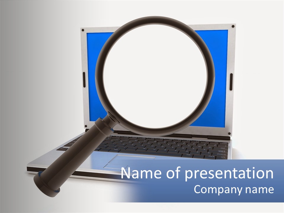 A Laptop With A Magnifying Glass On Top Of It PowerPoint Template