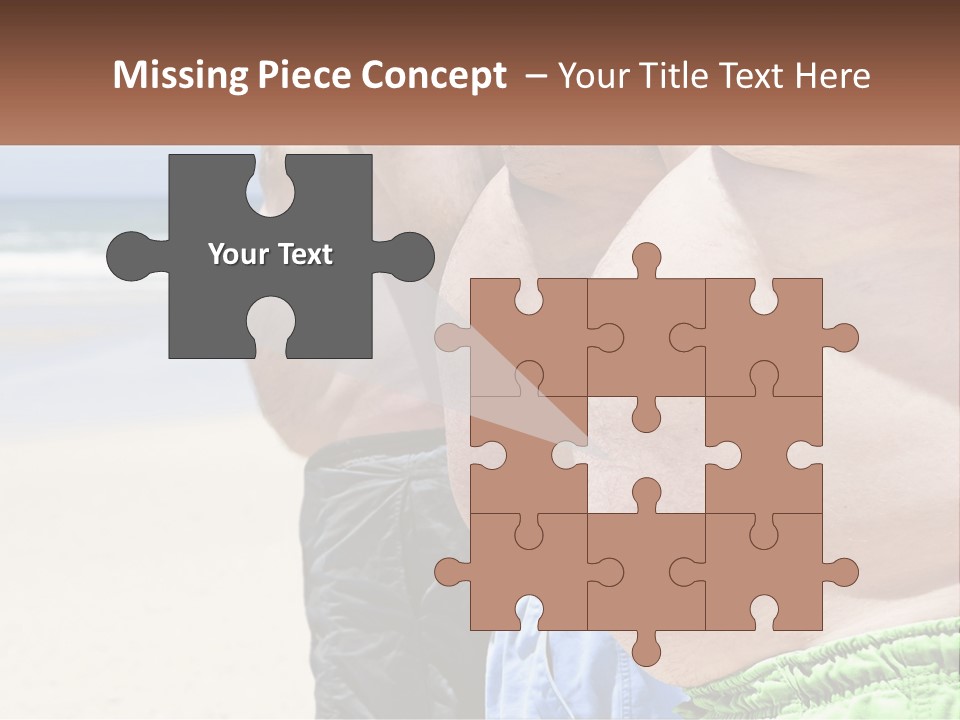 A Fat Man Standing On A Beach Next To The Ocean PowerPoint Template