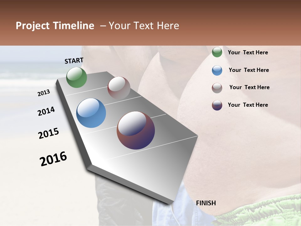 A Fat Man Standing On A Beach Next To The Ocean PowerPoint Template