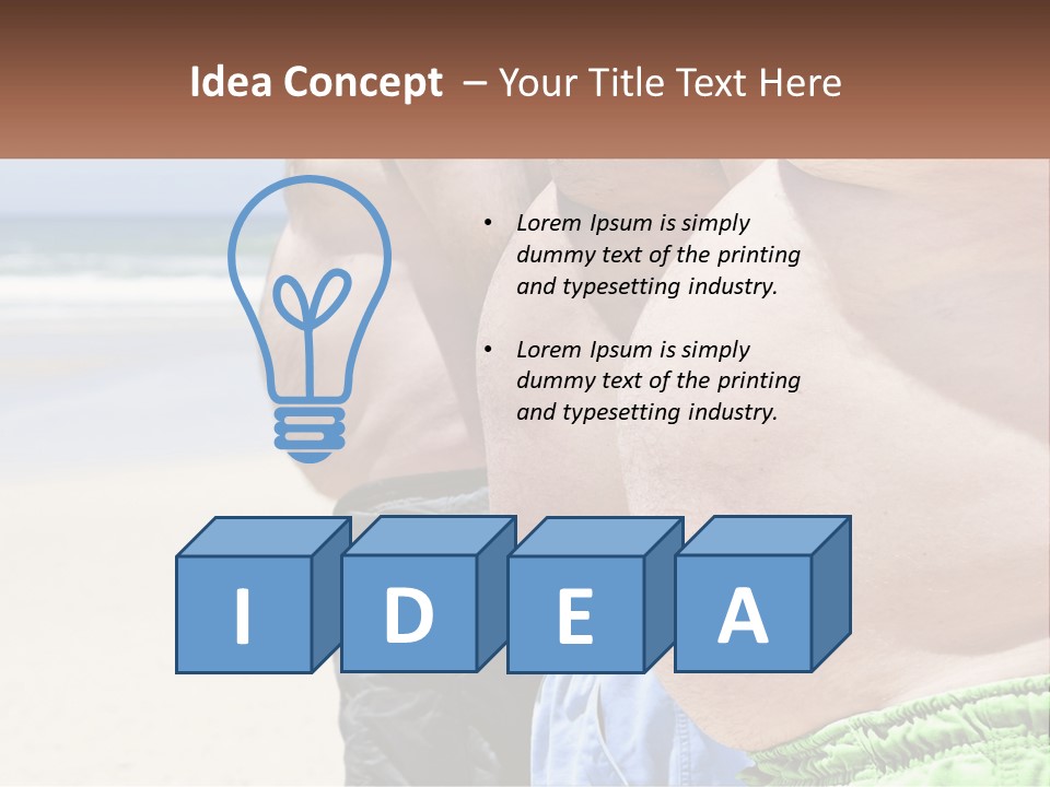 A Fat Man Standing On A Beach Next To The Ocean PowerPoint Template