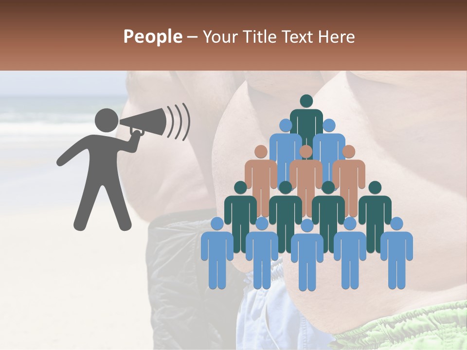 A Fat Man Standing On A Beach Next To The Ocean PowerPoint Template