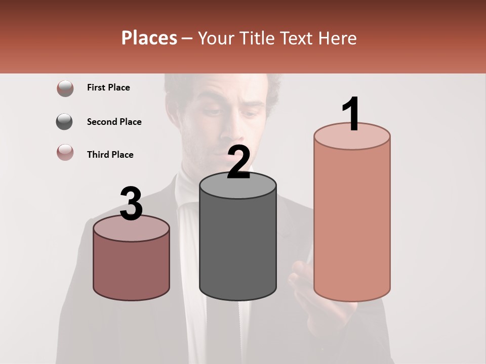 A Man In A Suit Looking At His Cell Phone PowerPoint Template