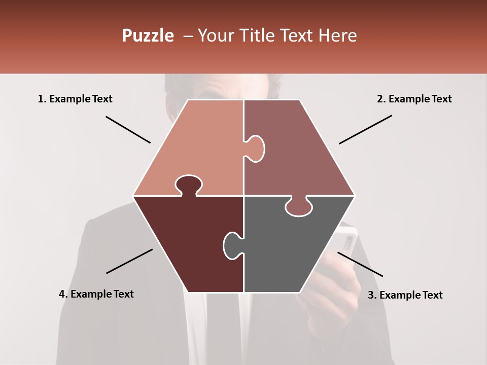 A Man In A Suit Looking At His Cell Phone PowerPoint Template