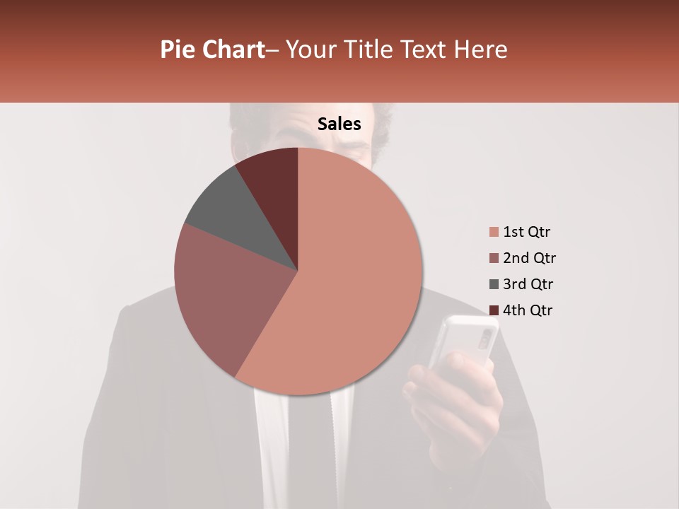 A Man In A Suit Looking At His Cell Phone PowerPoint Template