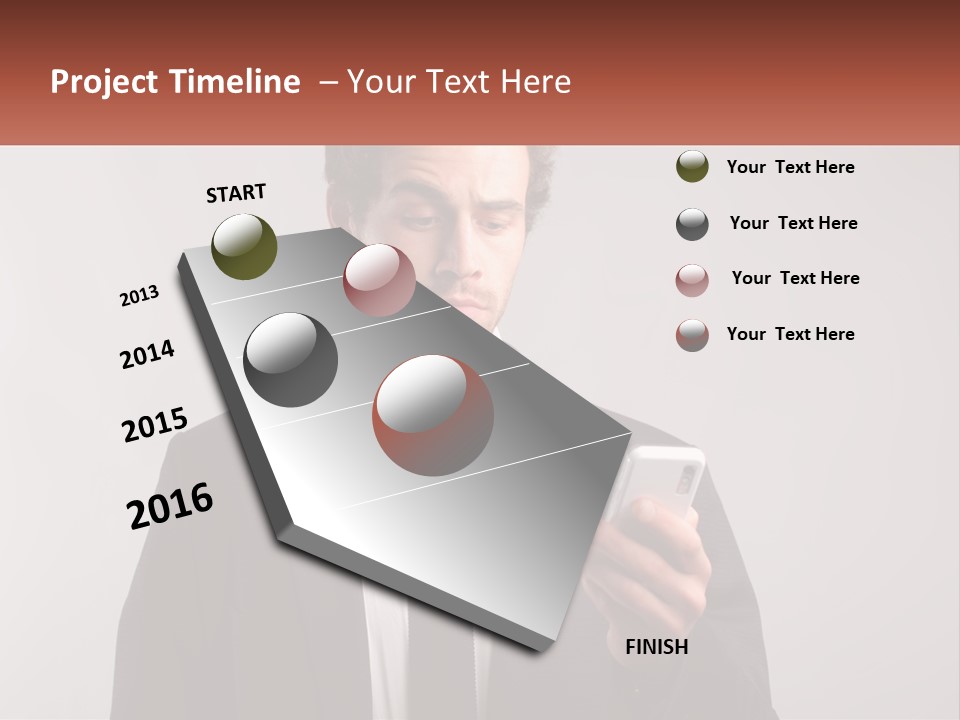A Man In A Suit Looking At His Cell Phone PowerPoint Template