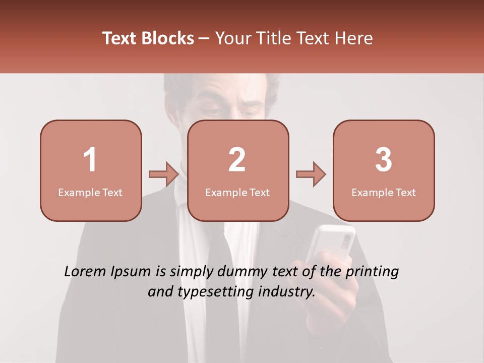 A Man In A Suit Looking At His Cell Phone PowerPoint Template