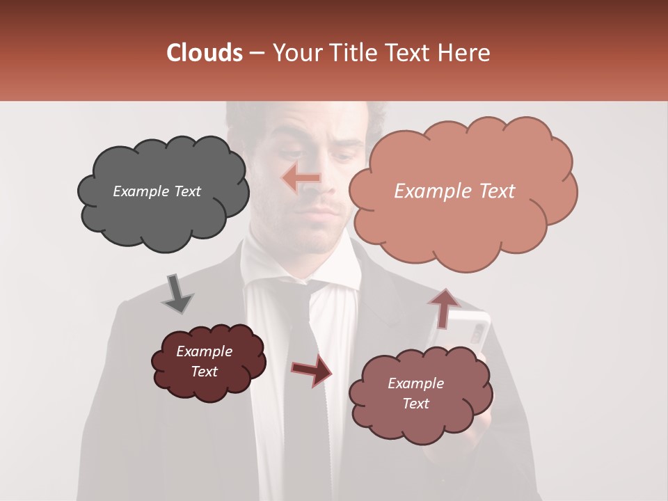 A Man In A Suit Looking At His Cell Phone PowerPoint Template