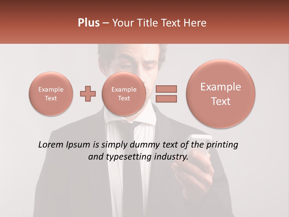 A Man In A Suit Looking At His Cell Phone PowerPoint Template