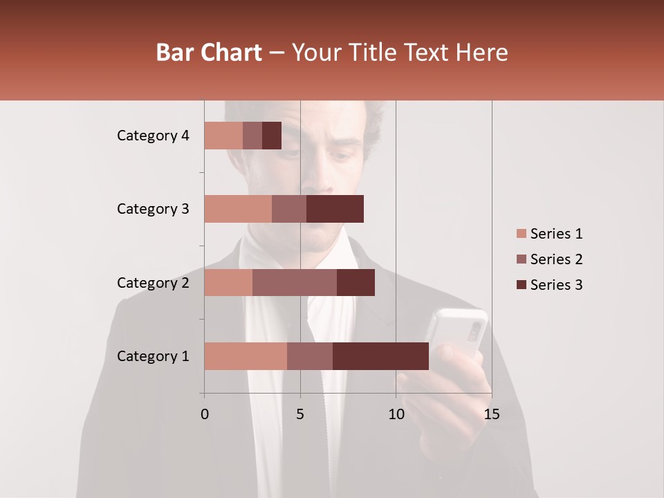 A Man In A Suit Looking At His Cell Phone PowerPoint Template