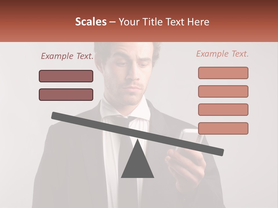 A Man In A Suit Looking At His Cell Phone PowerPoint Template