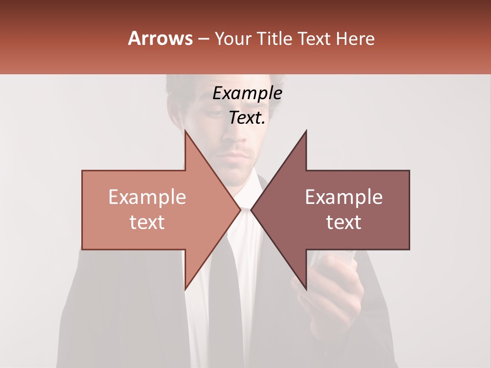 A Man In A Suit Looking At His Cell Phone PowerPoint Template