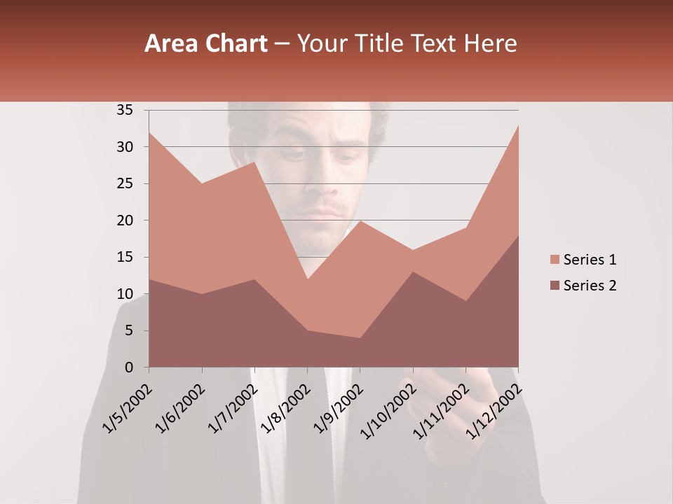 A Man In A Suit Looking At His Cell Phone PowerPoint Template