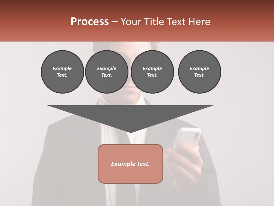 A Man In A Suit Looking At His Cell Phone PowerPoint Template